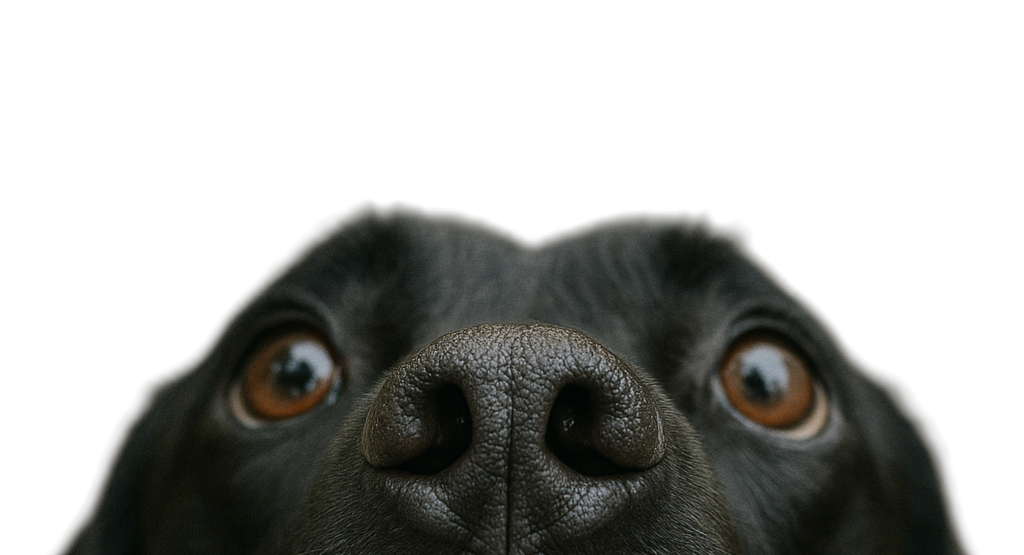 Cão olhando para cima